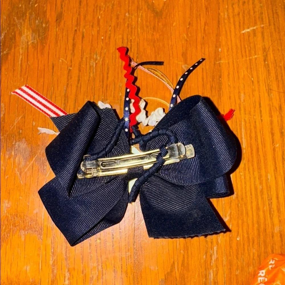 Navy and Red Hair Bow with Star Accent jojo Siwa Fourth of July 4th gold party